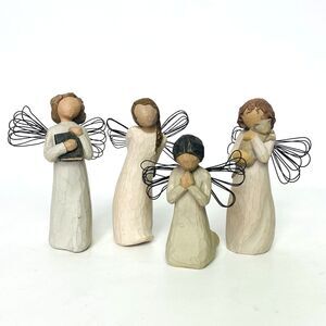 Vintage Willow Tree Angels Lot of 4 Susan Lordi Praying Holding Cat Book Braid